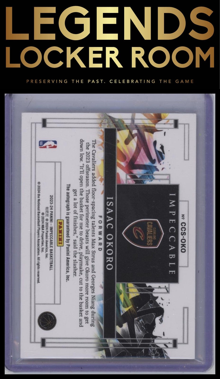2023-24 Panini Impeccable #CCS-OKO Isaac Okoro Canvas Creations Signatures #/99