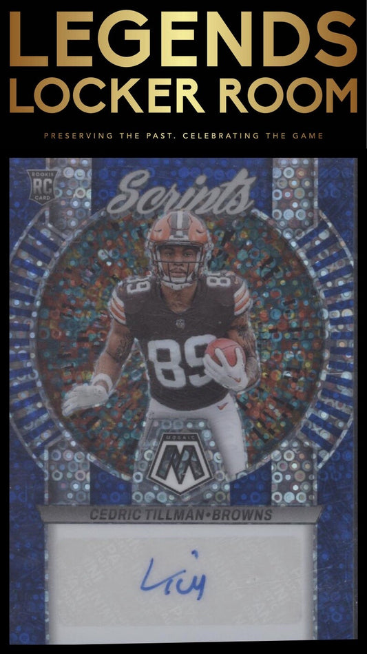 2023 Panini Mosaic #RS-CT Cedric Tillman Rookie Scripts No Huddle Blue