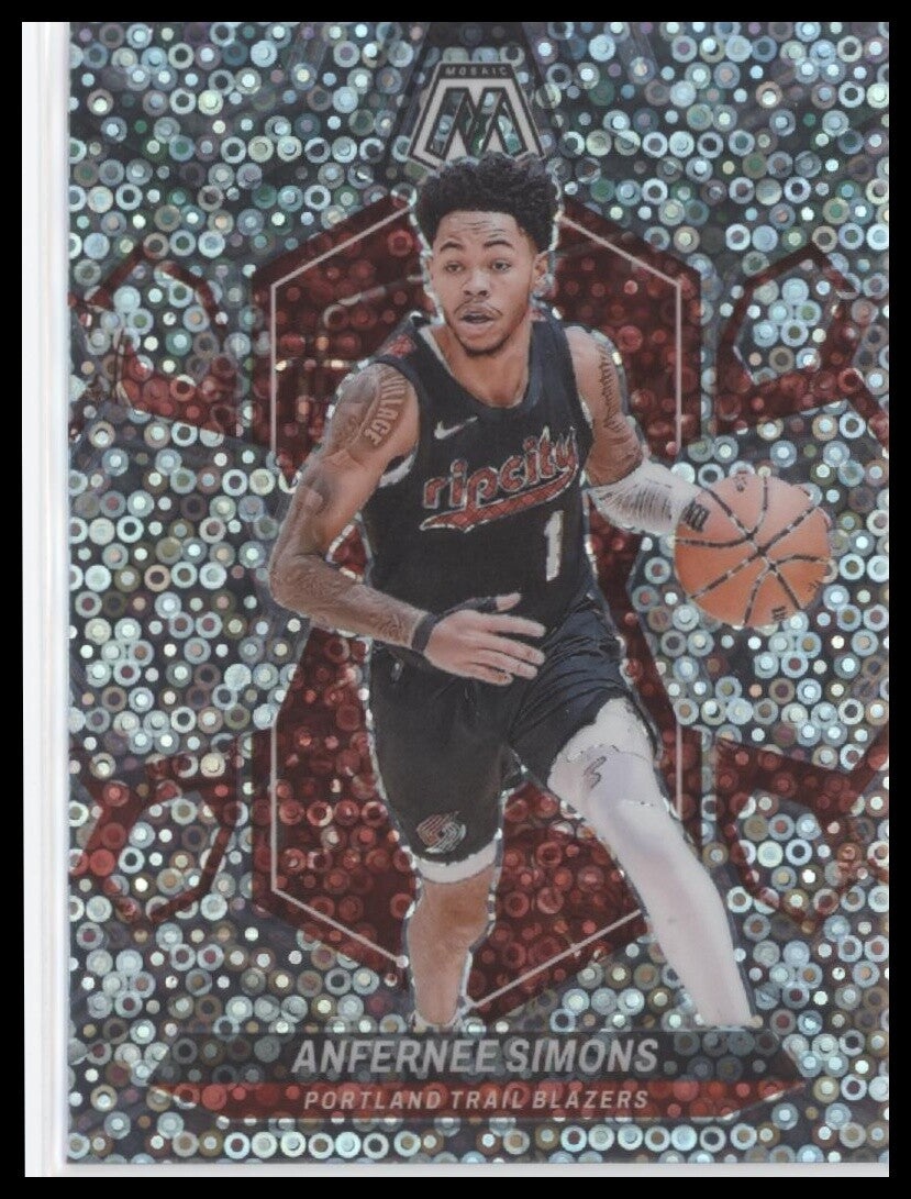 2023-24 Panini Mosaic #65 Anfernee Simons Silver Disco Prizm