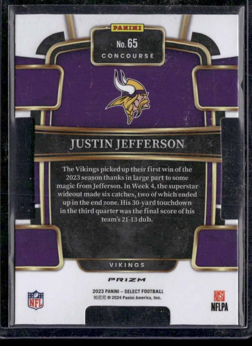 2023 Panini Select #65 Justin Jefferson Red and Blue Prizms Die Cuts