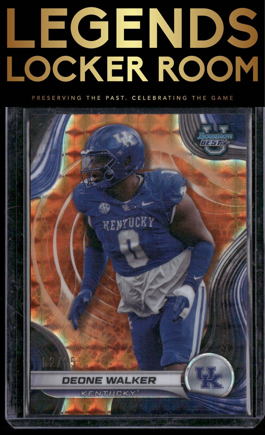 2024 Bowman University Best #31 Deone Walker Orange Geometric Refractor #/25