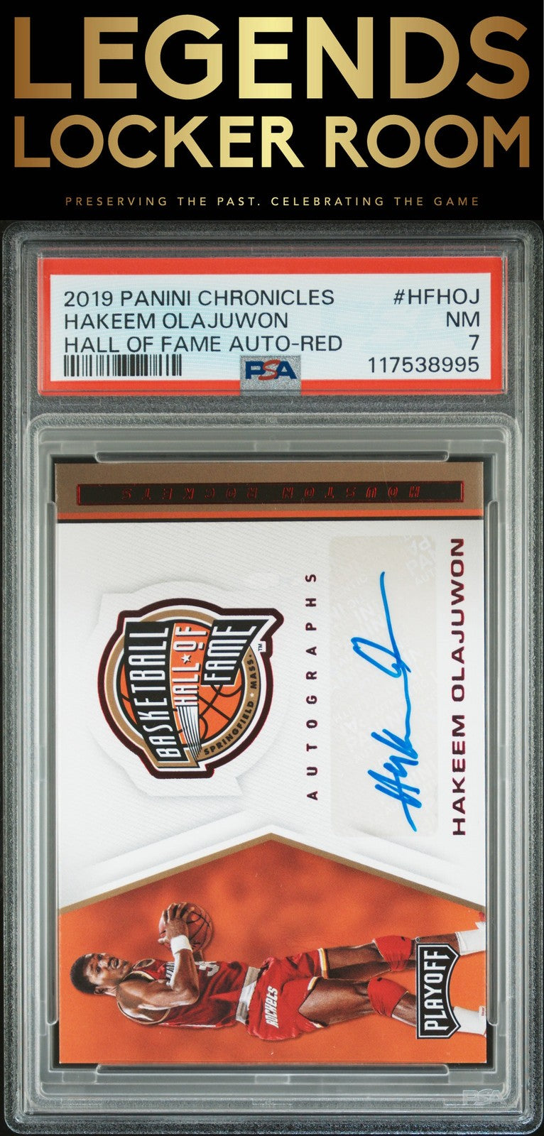 2019 Panini Chronicles Hall Of Fame Autographs Hakeem Olajuwon PSA 7