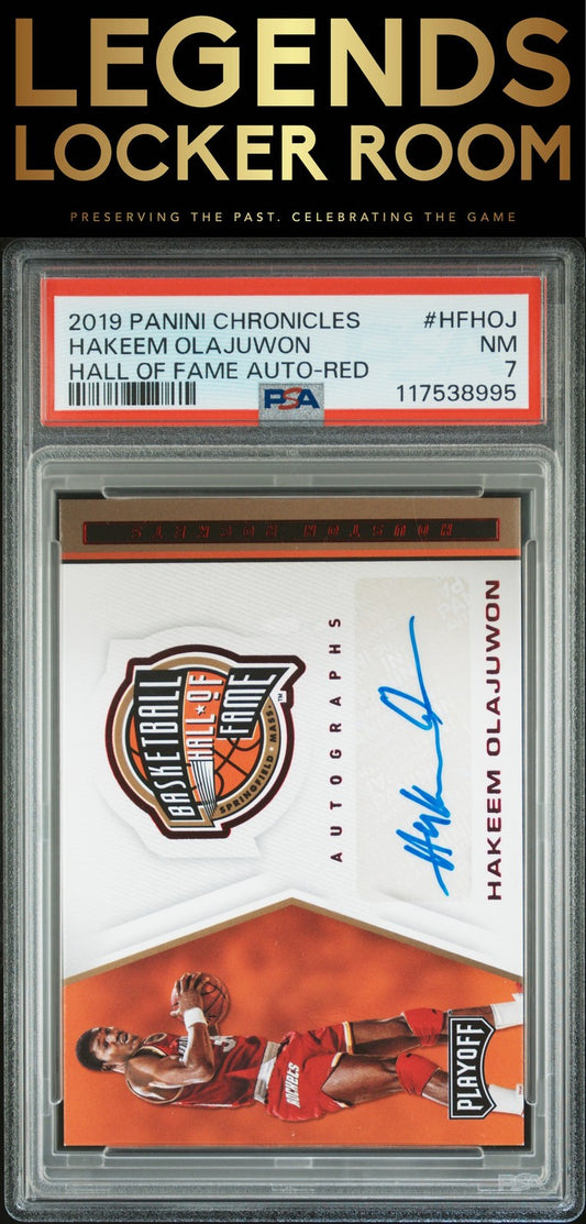 2019 Panini Chronicles Hall Of Fame Autographs Hakeem Olajuwon PSA 7
