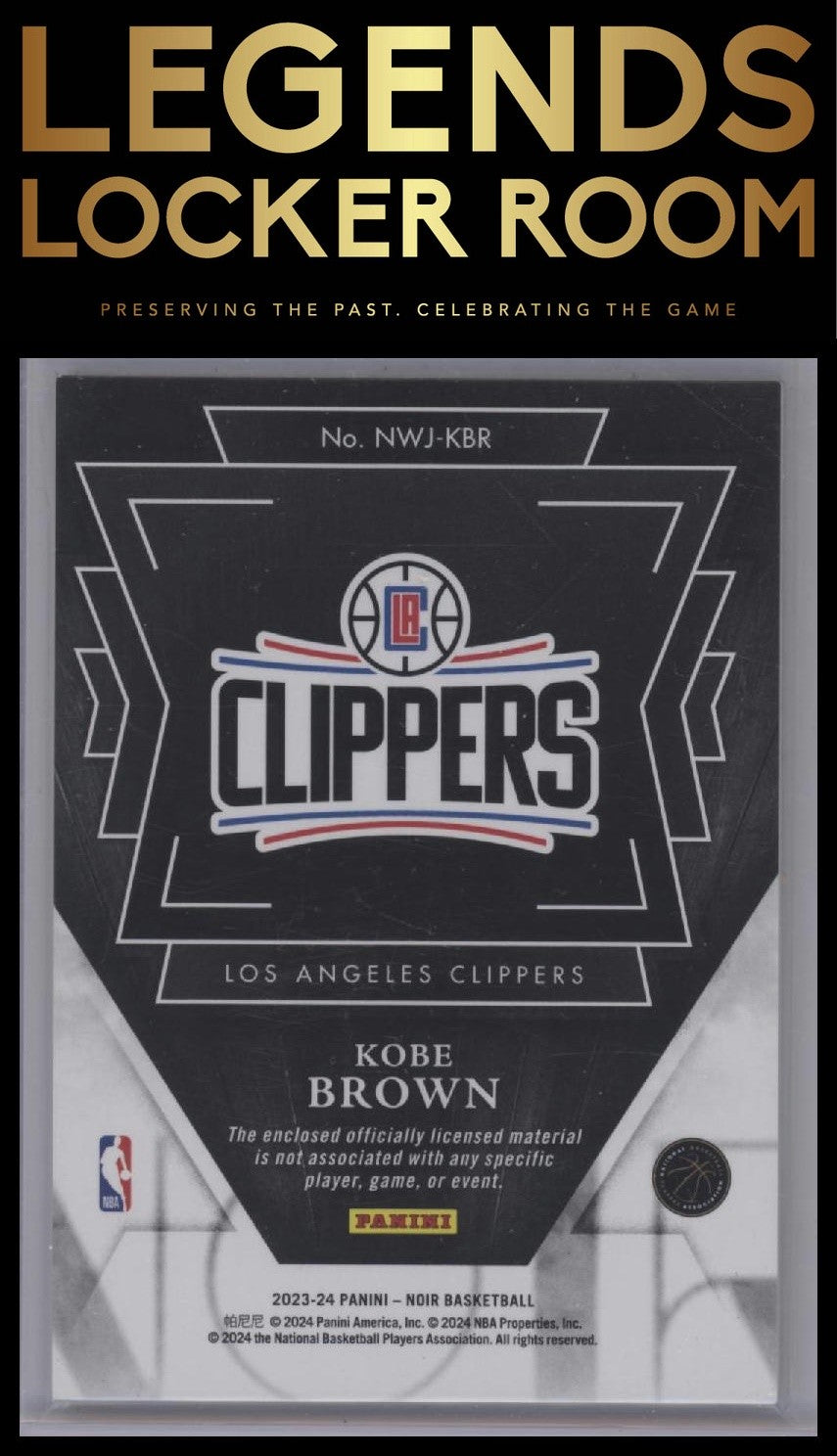 2023-24 Panini Noir #NWJ-KBR Kobe Brown New Wave Jerseys #/99