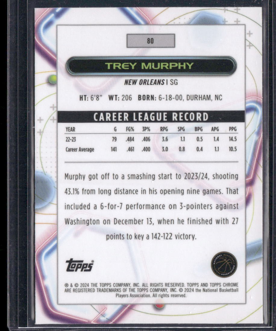 2023-24 Topps Chrome Cosmic #80 Trey Murphy III Pink Galaxy Refractors