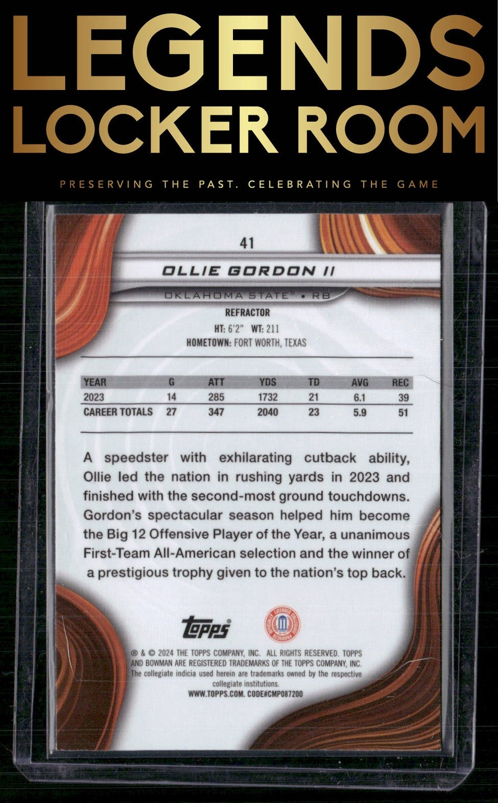 2024 Bowman University Best #41 Ollie Gordon II
