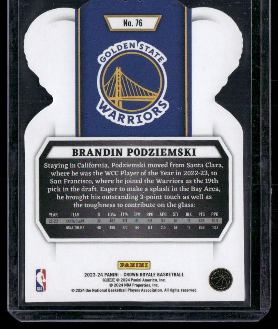 2023-24 Panini Crown Royale #76 Brandin Podziemski Crystal
