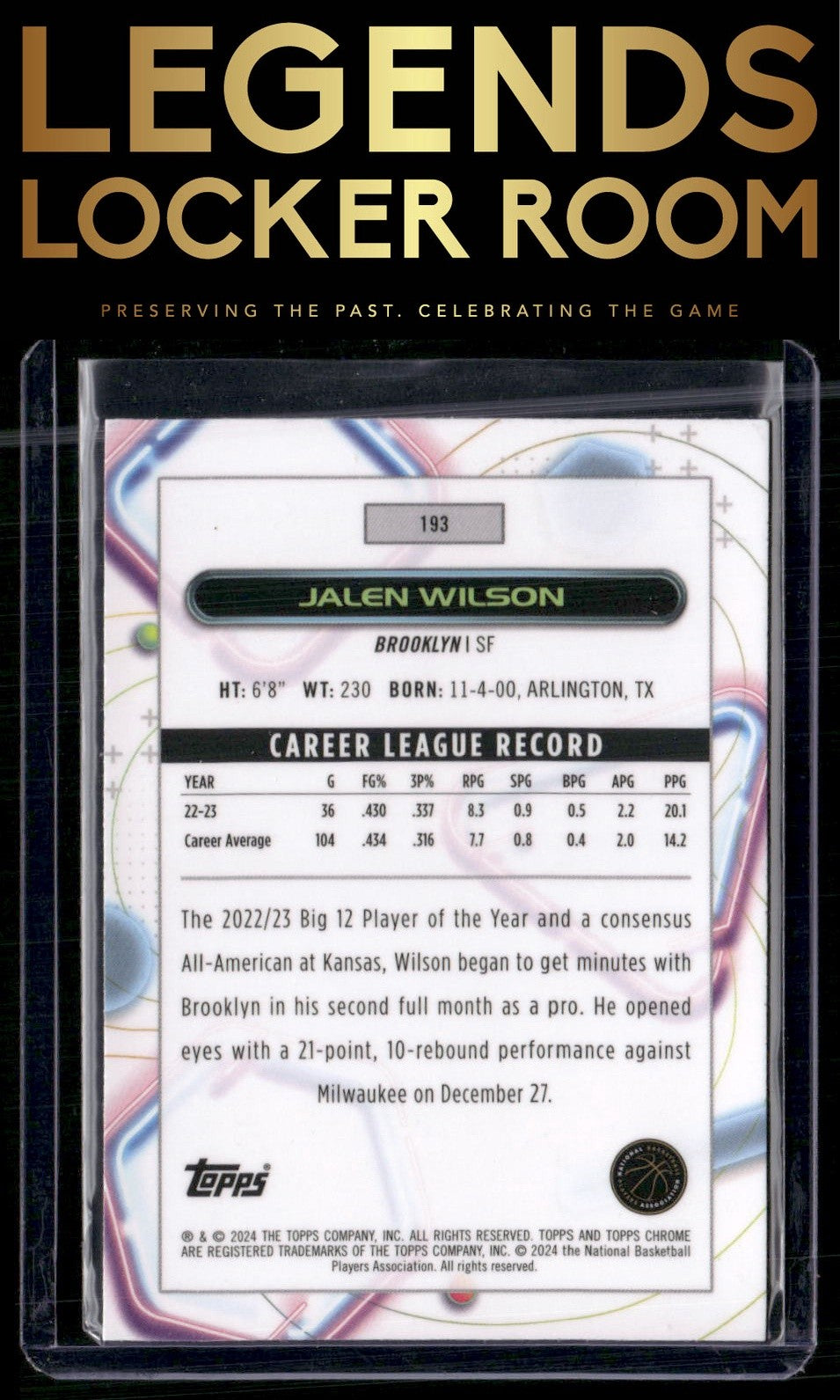 2023-24 Topps Chrome Cosmic #193 Jalen Wilson