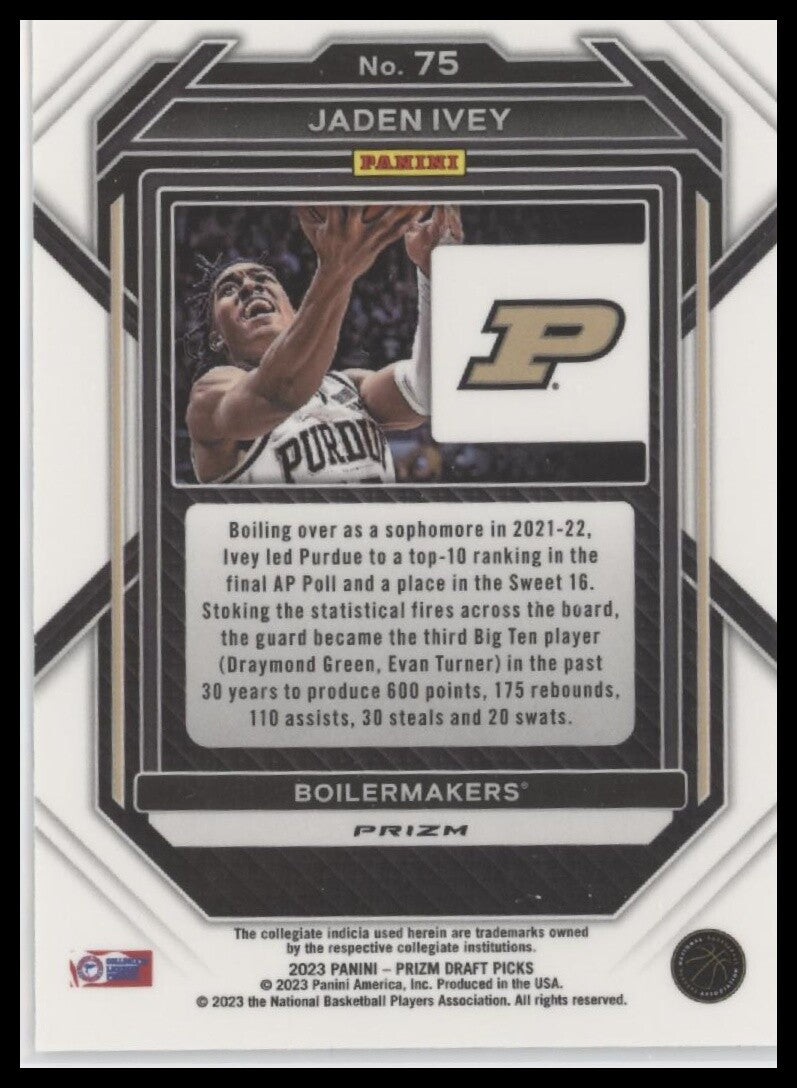 2023 Panini Prizm Draft Picks #75 Jaden Ivey Silver
