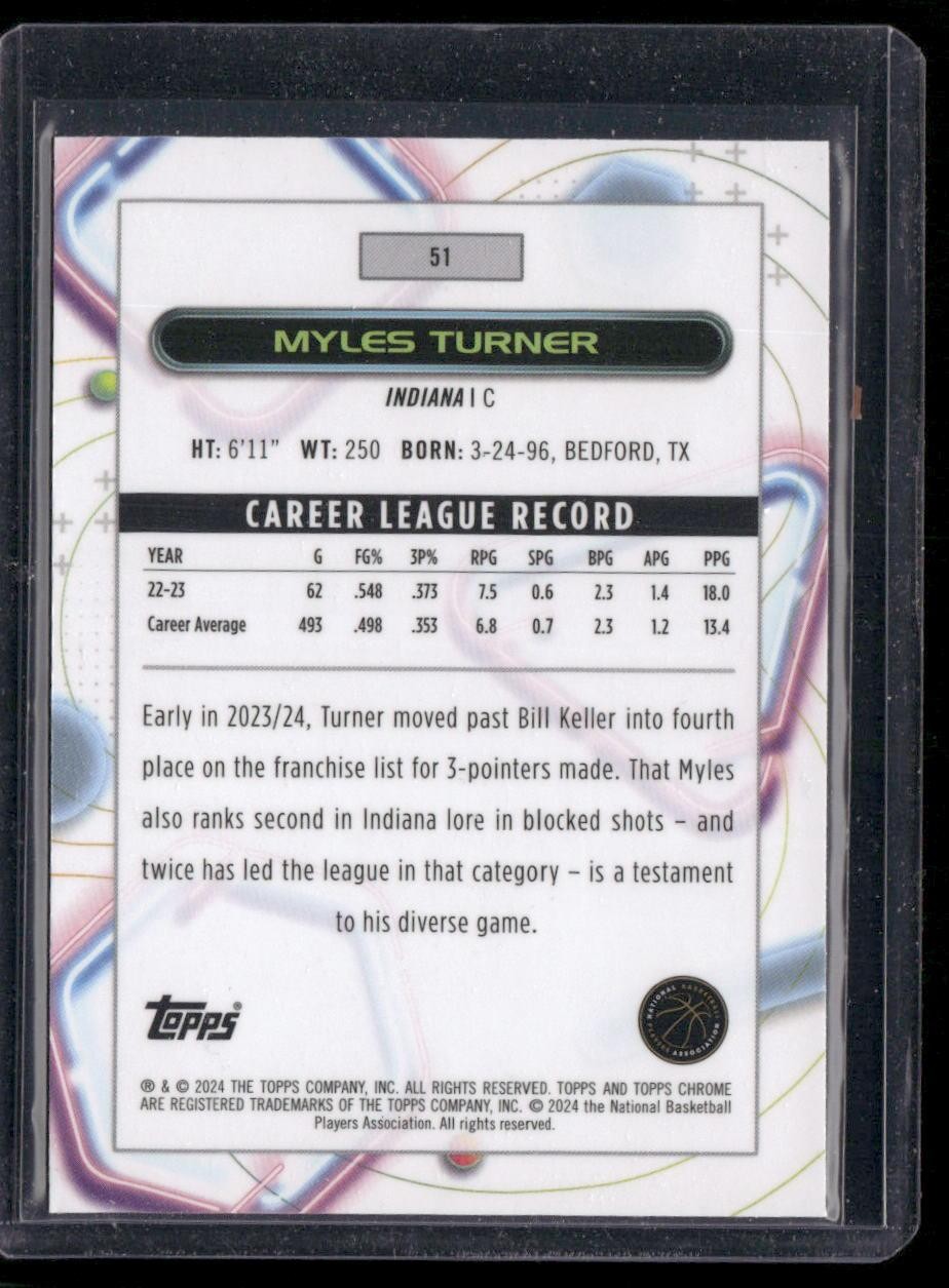2023-24 Topps Chrome Cosmic #51 Myles Turner White Hole