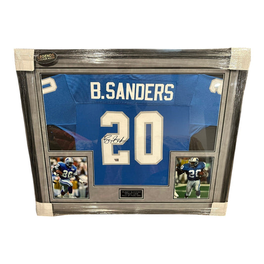 Barry Sanders Authentic Autograph Framed Jersey Detroit Lions Mitchell And Ness