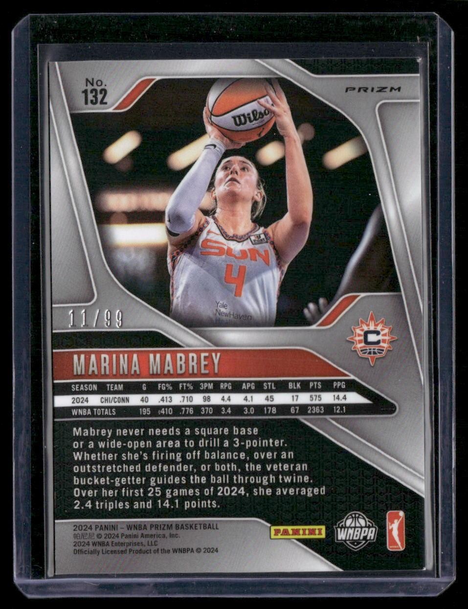 2024 Panini Prizm WNBA #132 Marina Mabrey Orange Prizms #/99