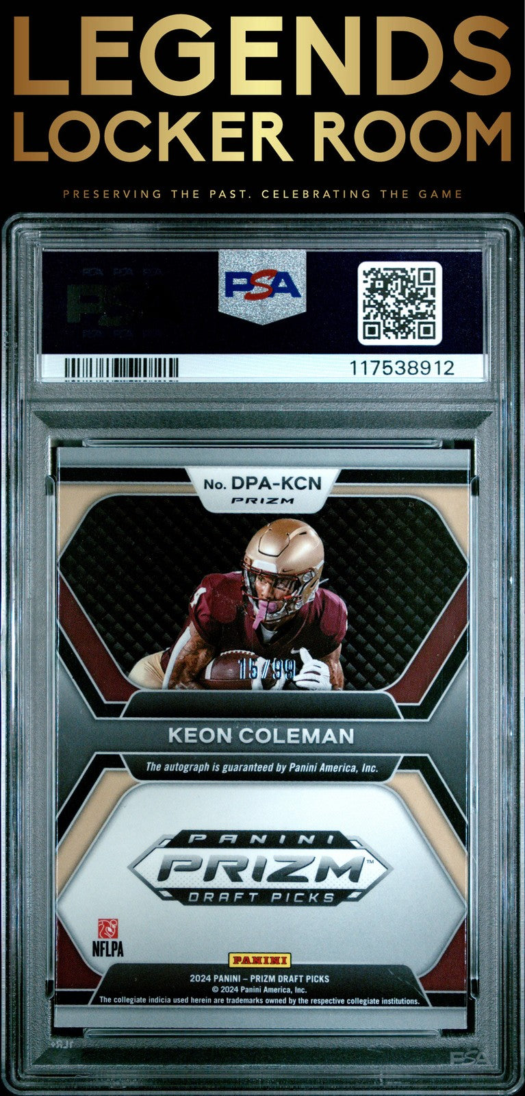 2024 Panini Prizm Draft Picks Autographs Keon Coleman Purple Ice PSA 10
