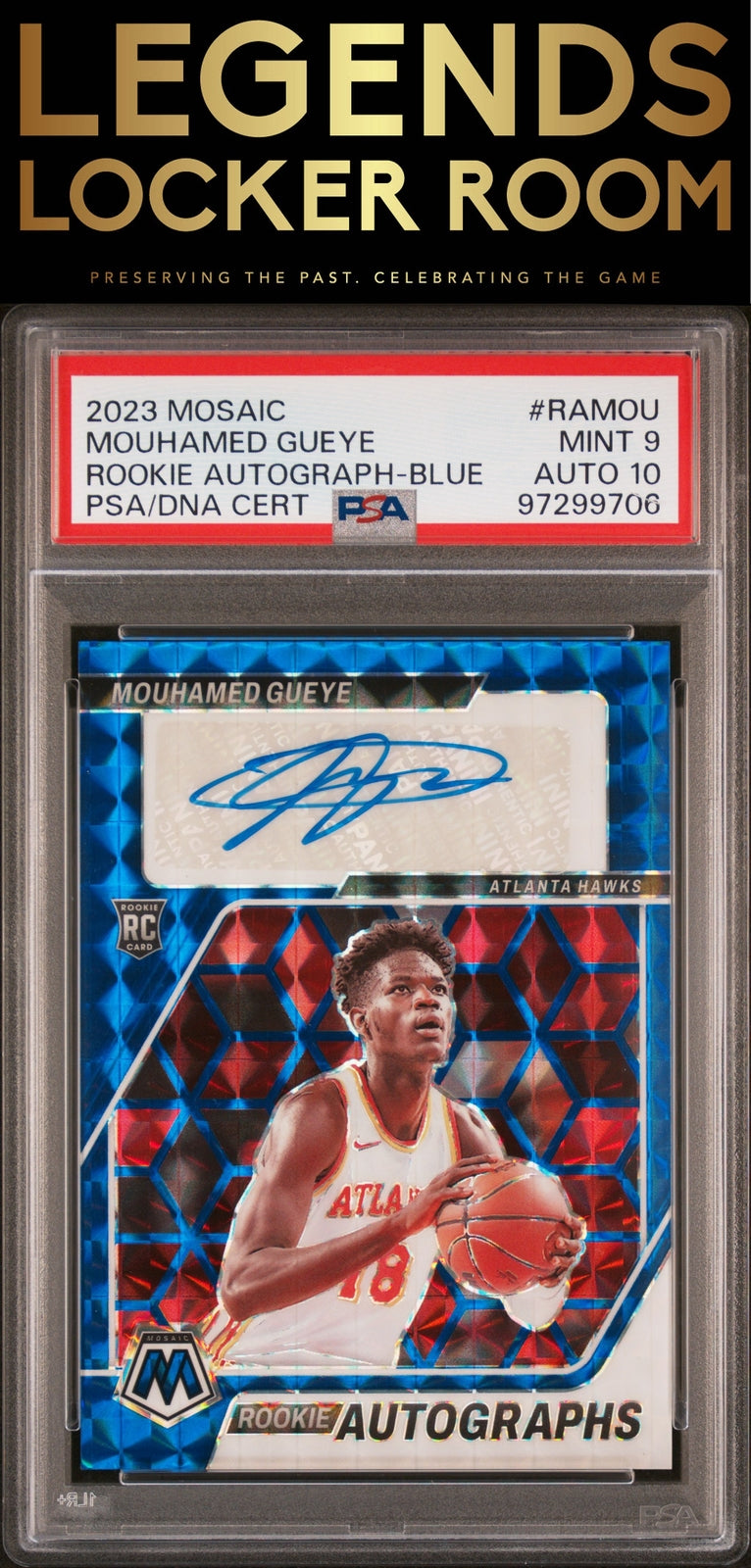 2023 Panini Mosaic Rookie Autographs Mosaic Mouhamed Gueye Blue PSA 9