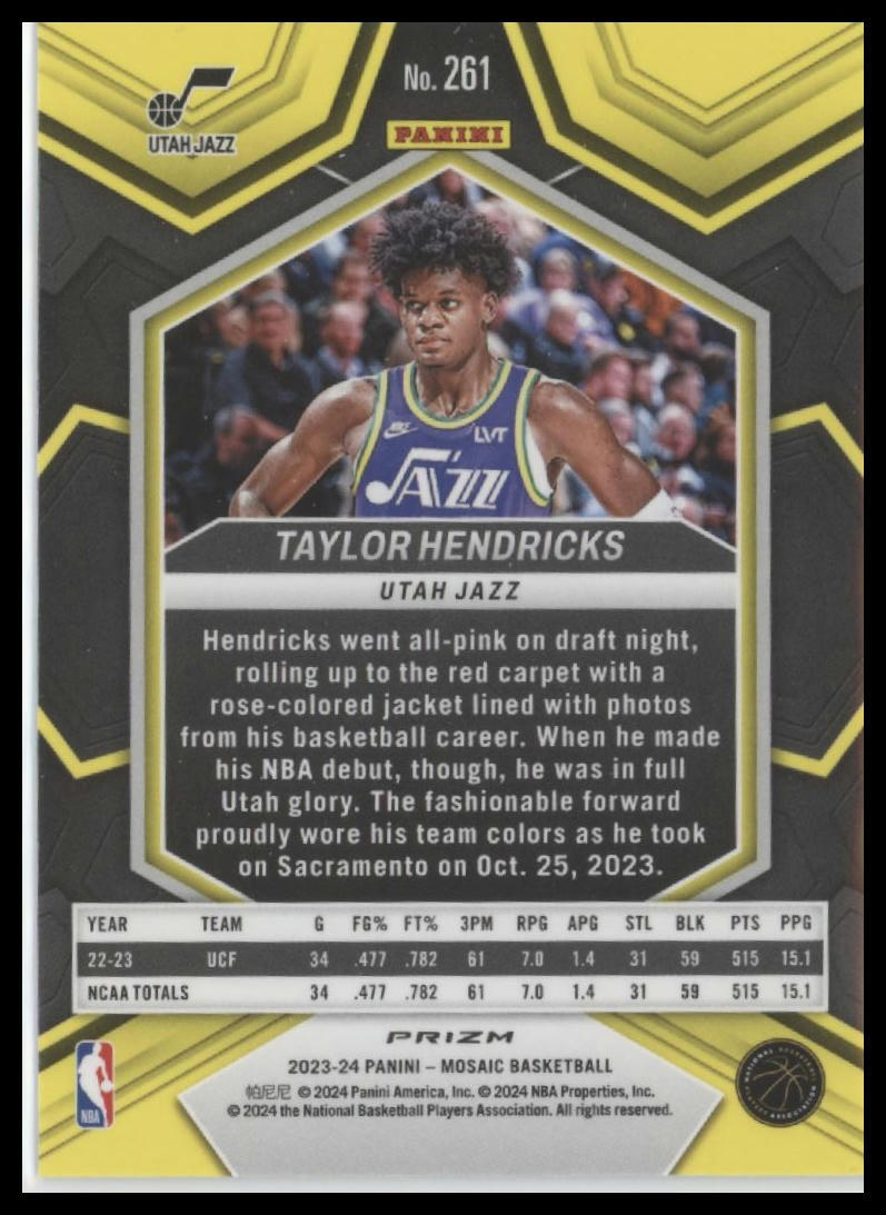 2023-24 Panini Mosaic #261 Taylor Hendricks Silver Mosaic