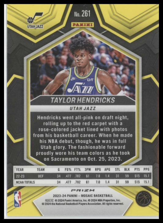 2023-24 Panini Mosaic #261 Taylor Hendricks Silver Mosaic