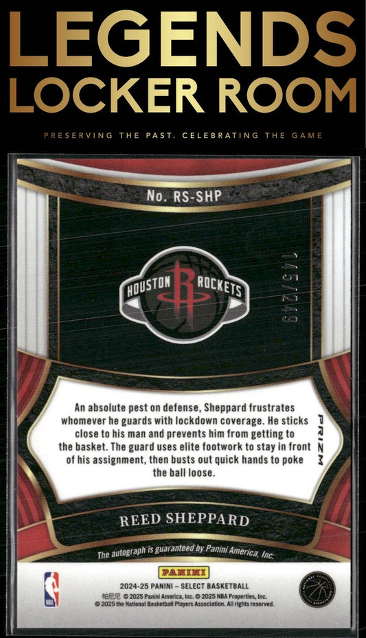 2024-25 Panini Select #RS-SHP Reed Sheppard Rookie Signatures /249