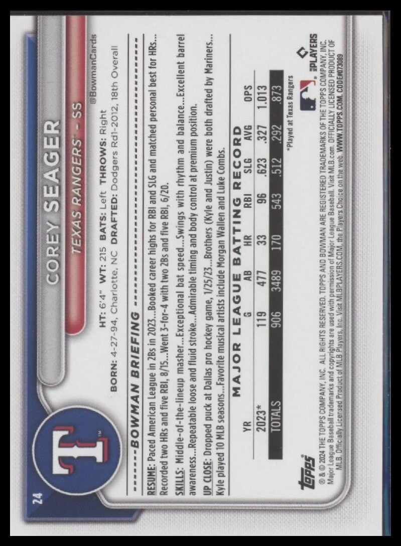 2024 Bowman #24 Corey Seager