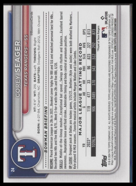2024 Bowman #24 Corey Seager