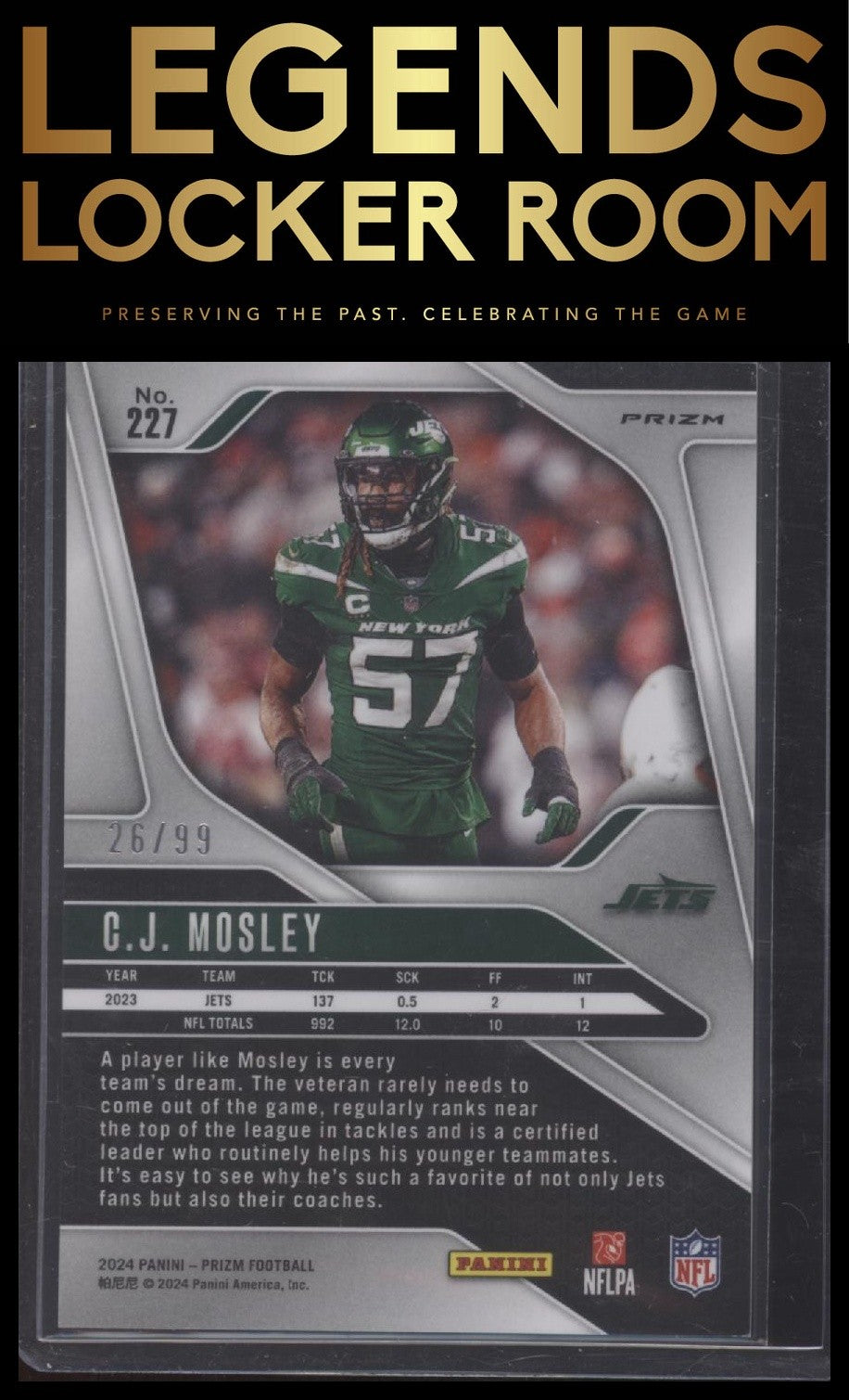 2024 Panini Prizm #227 C.J. Mosley Blue Ice #/99