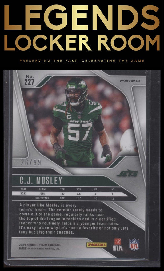 2024 Panini Prizm #227 C.J. Mosley Blue Ice #/99