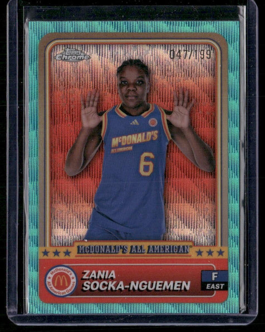 2024 Topps Chrome McDonald All-American Zania Socka-Nguemen Aqua RayWave /199
