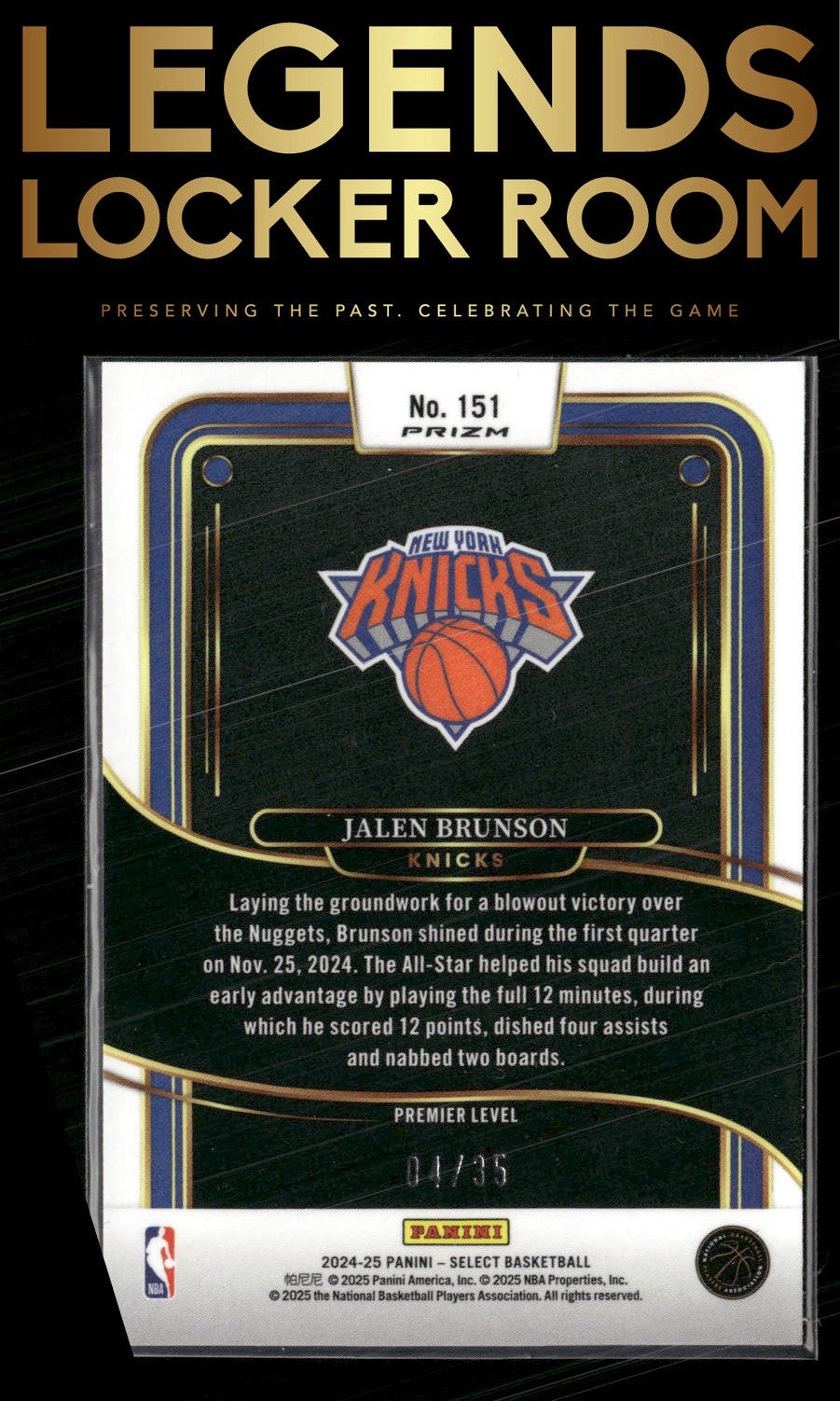 2024-25 Panini Select #151 Jalen Brunson White Scope Prizm #/35