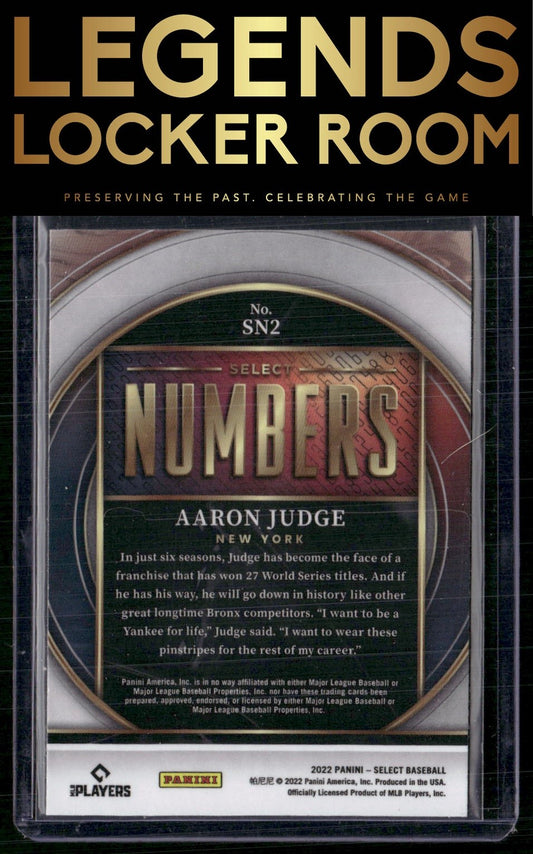 2022 Panini Select #SN2 Aaron Judge Select Numbers
