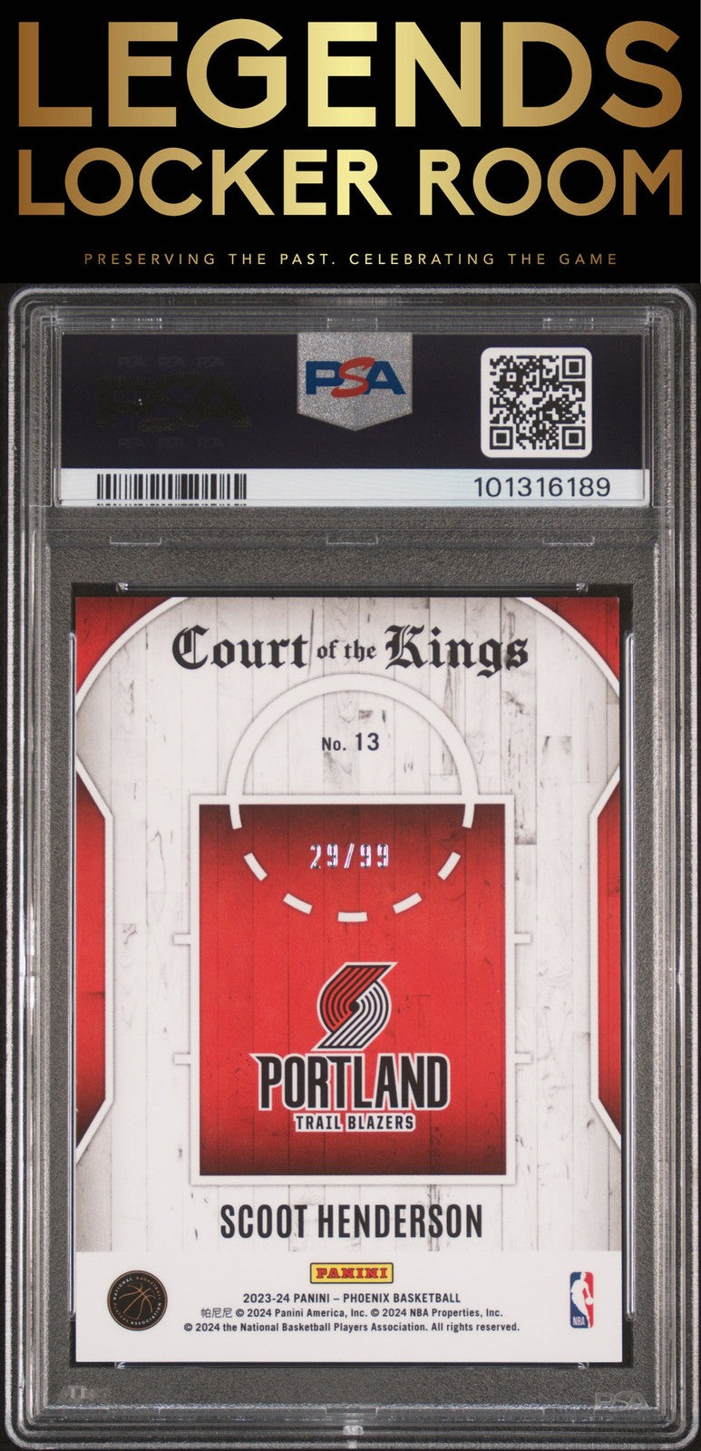2023 Panini Phoenix Court Of The Kings Scoot Henderson Pink PSA 9