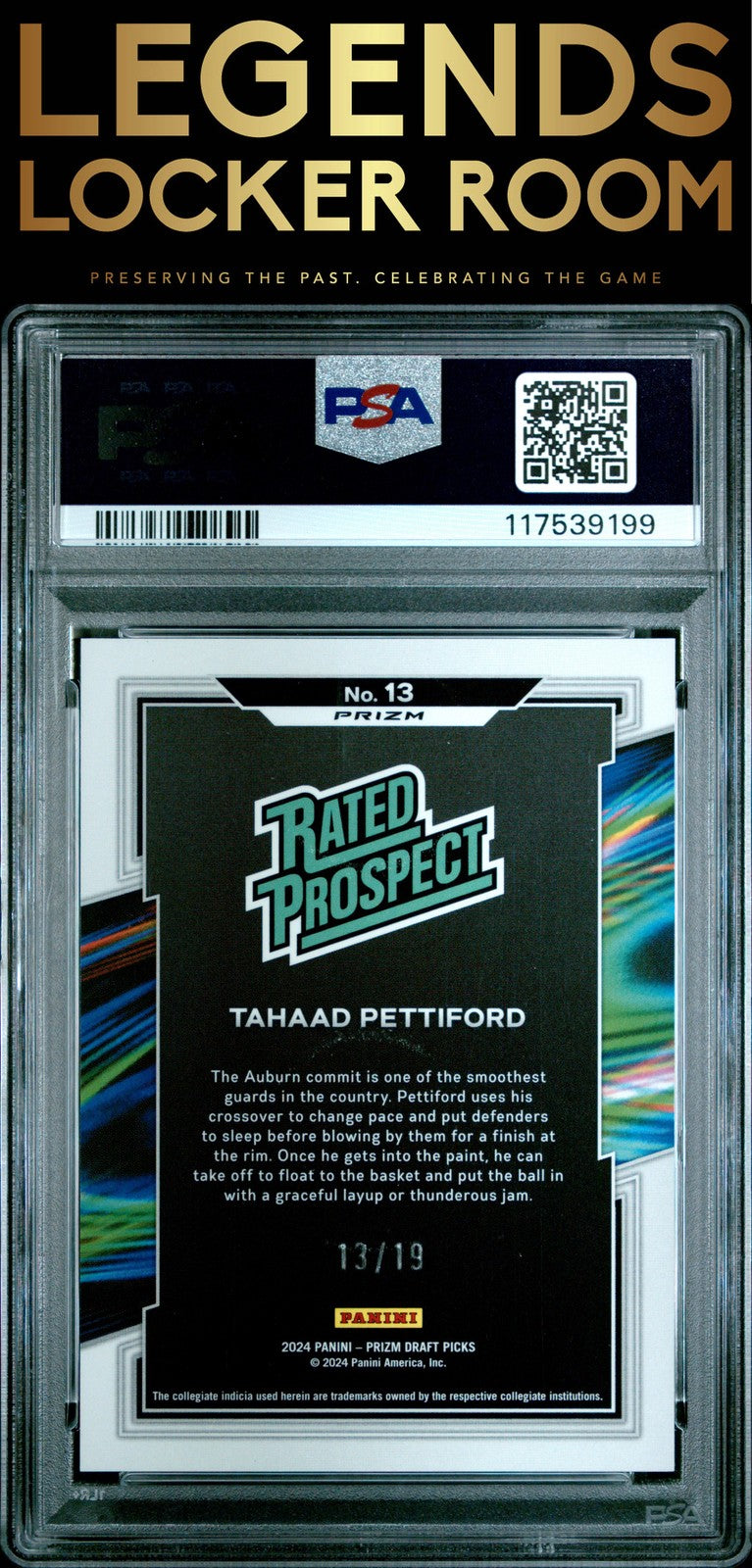 2024 Panini Prizm Draft Picks Tahaad Pettiford Blue Shimmer Fotl PSA 9