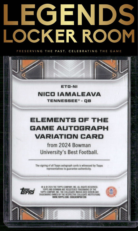 2024 Bowman University Best Nico Iamaleava Elements of the Game Auto Gold /50
