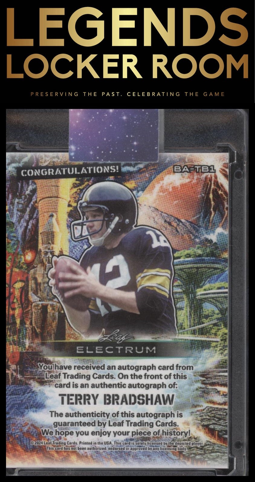 2024 Leaf Electrum - Base Auto Green - Egypt #BA-TB1 Terry Bradshaw #/5