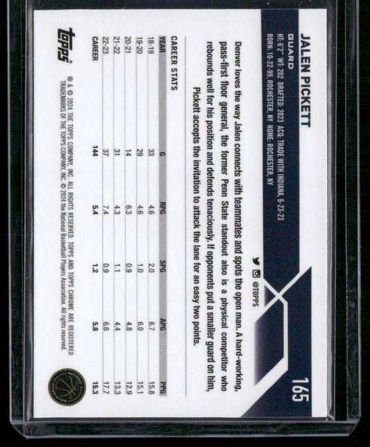 2023-24 Topps Chrome #165 Jalen Pickett Negative Refractors