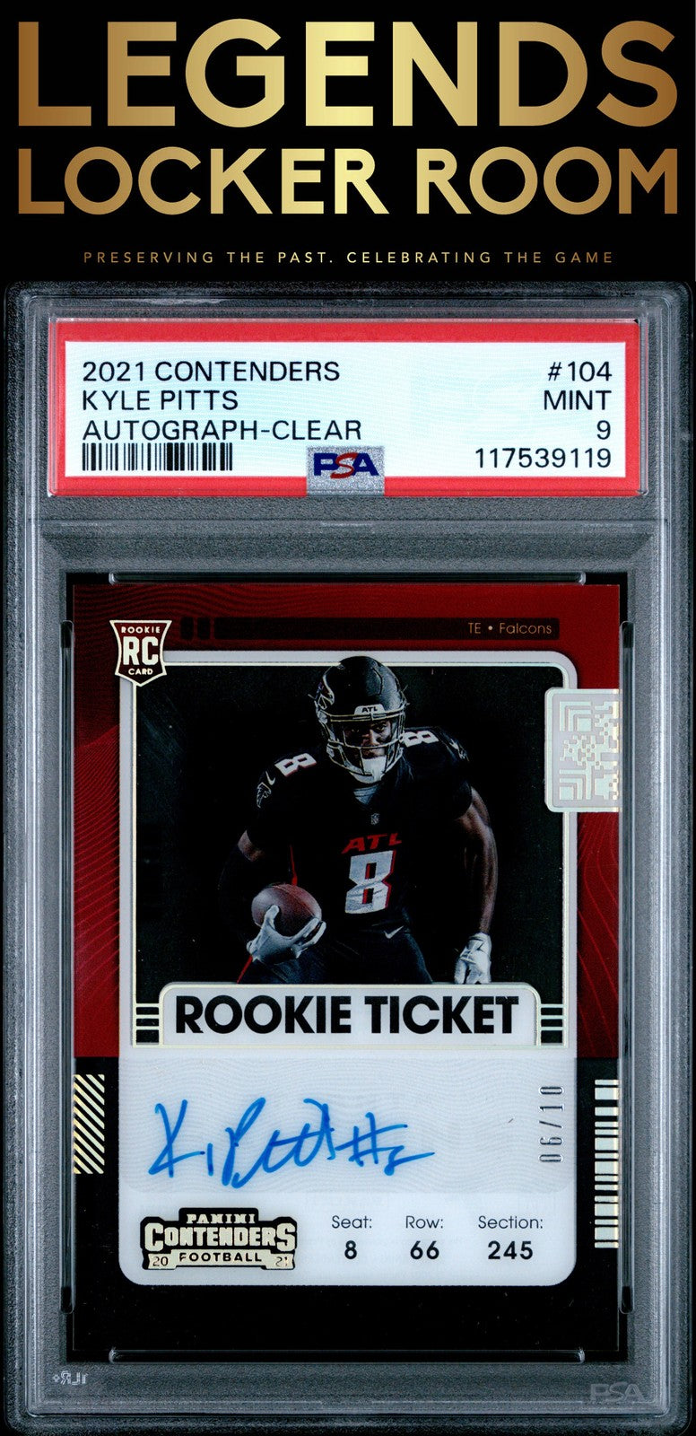 2021 Panini Contenders #104 Kyle Pitts Autograph-Clear PSA 9