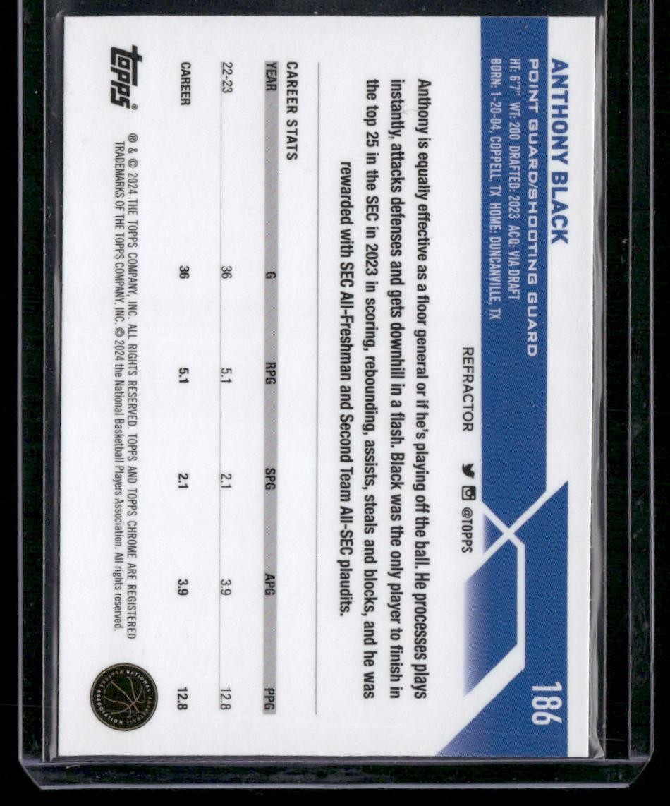 2023-24 Topps Chrome #186 Anthony Black Green Logo Refractors