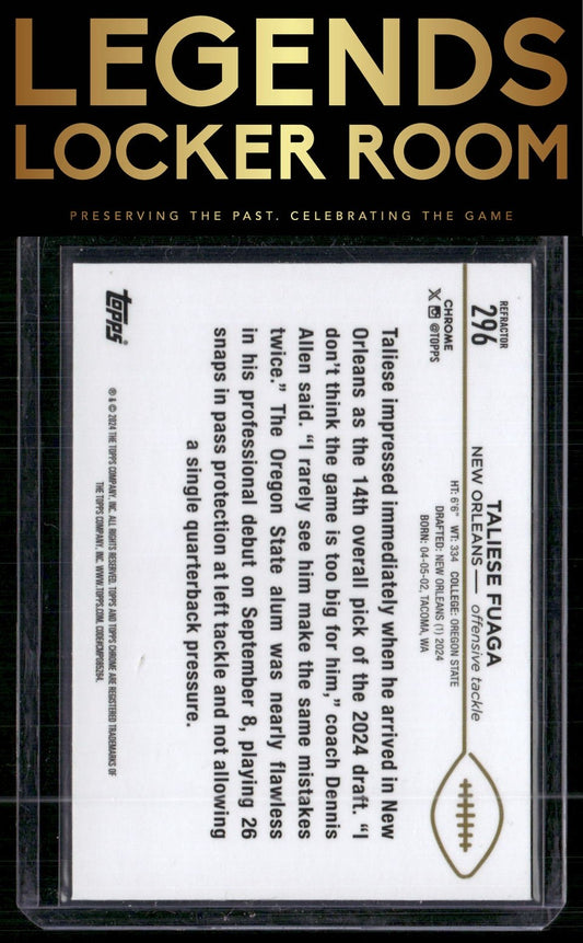 2024 Topps Chrome #296 Taliese Fuaga Refractor