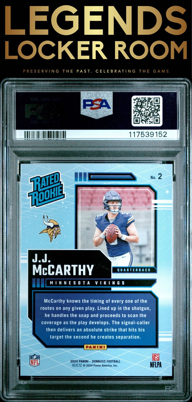 2024 Panini Donruss Rated Rookies Retro #2 Jj Mccarthy PSA 10
