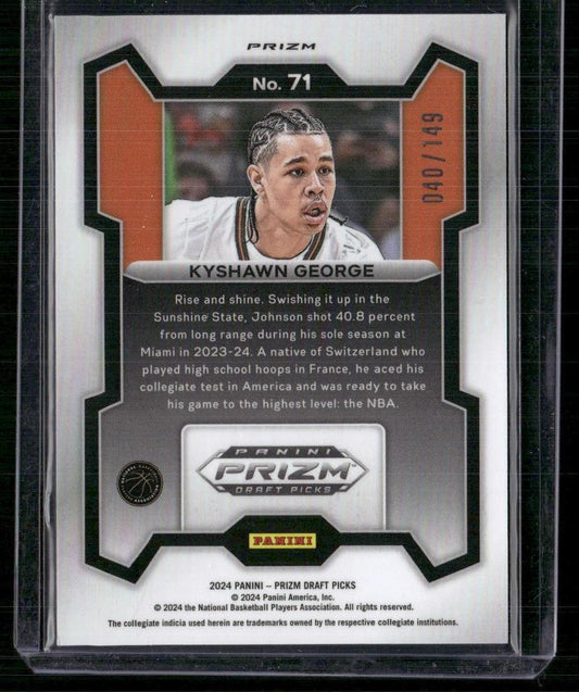 2024 Panini Prizm Draft Picks #71 Kyshawn George Prizms Purple Ice #/149