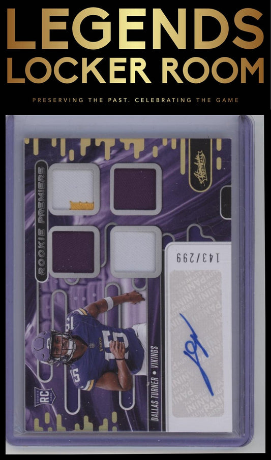 2024 Panini Absolute Dallas Turner Rookie Premiere Materials Autos Quad #/299