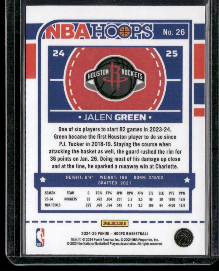 2024-25 Hoops #26 Jalen Green Premium Prizms Silver