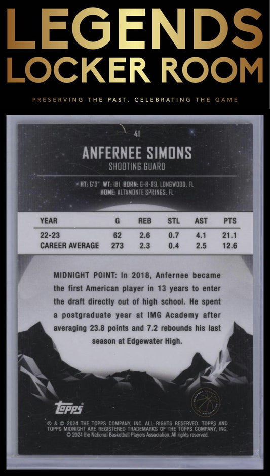 2023-24 Topps Midnight #41 Anfernee Simons Morning #/149