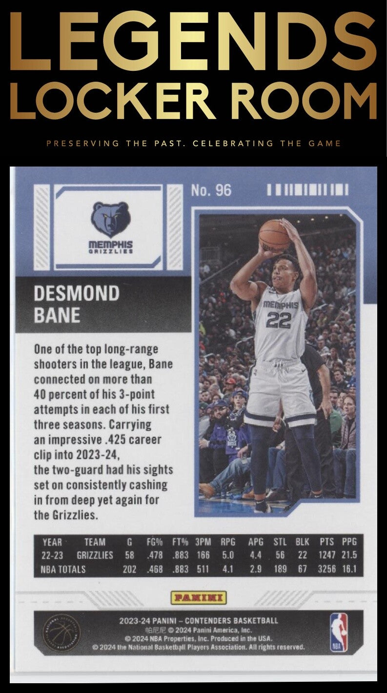 2023-24 Panini Contenders #96 Desmond Bane Season Ticket Retail