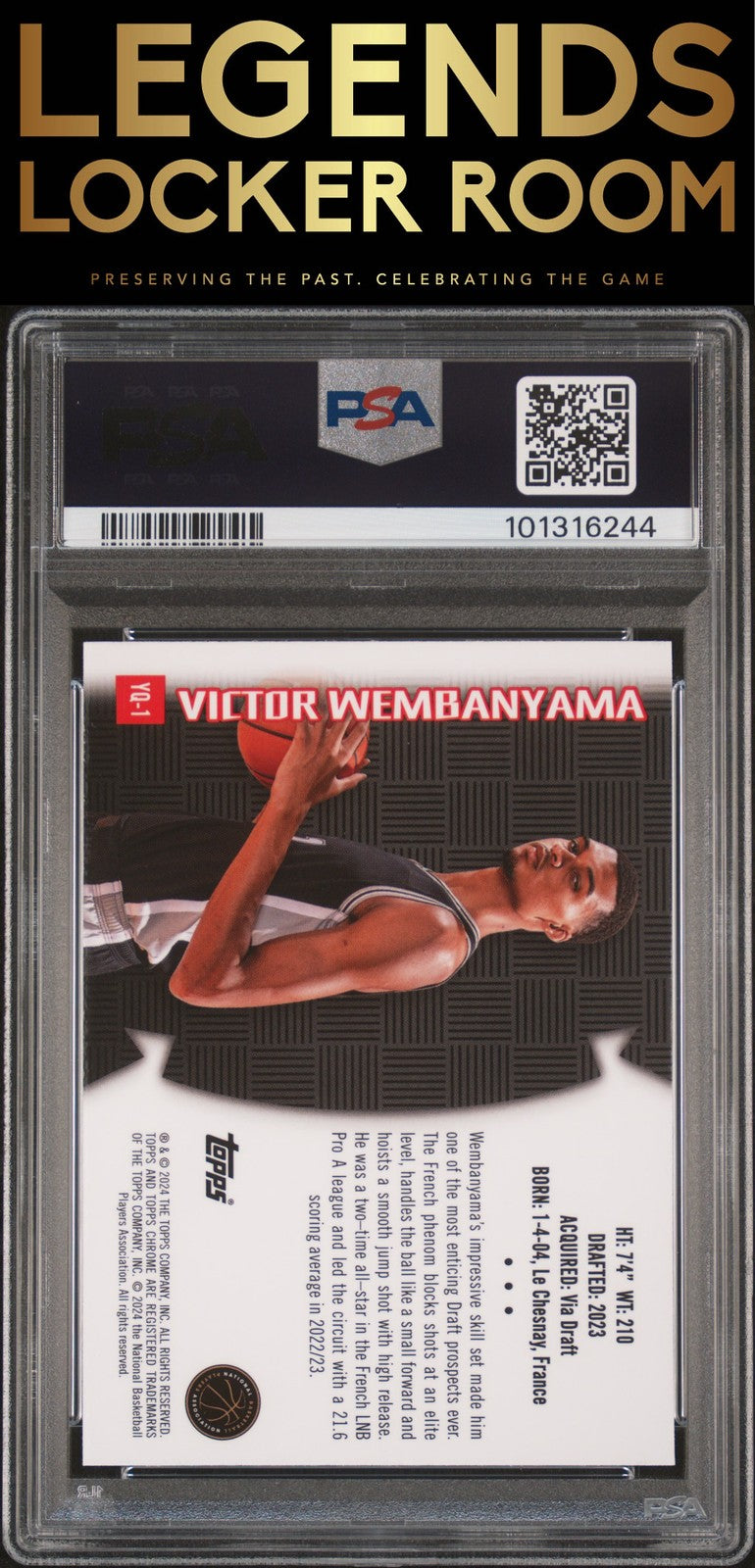 2023 Topps Chrome Youthquake #YQ1 Victor Wembanyama PSA 8