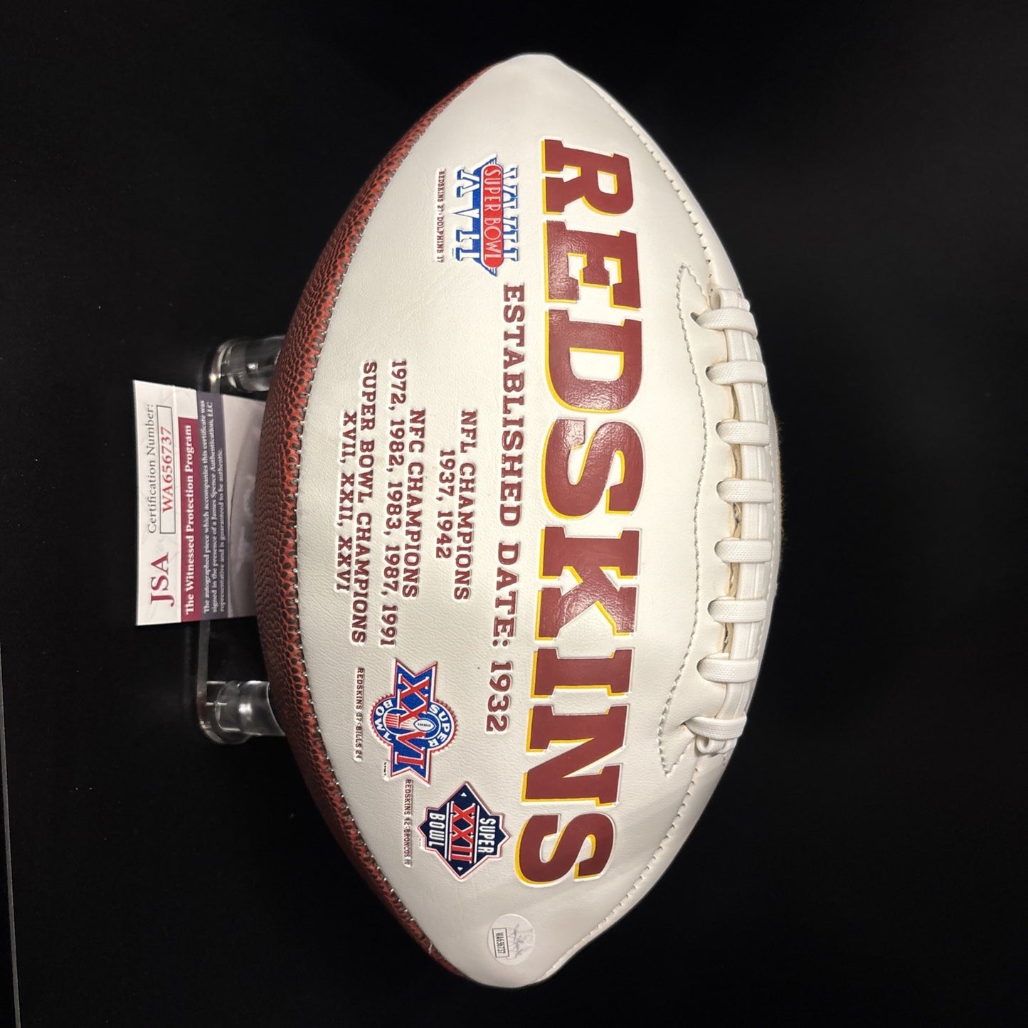 Joe Theismann “SB XVII Champ” Inscribed Redskins Football
