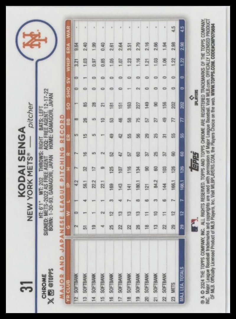 2024 Topps Chrome #31 Kodai Senga