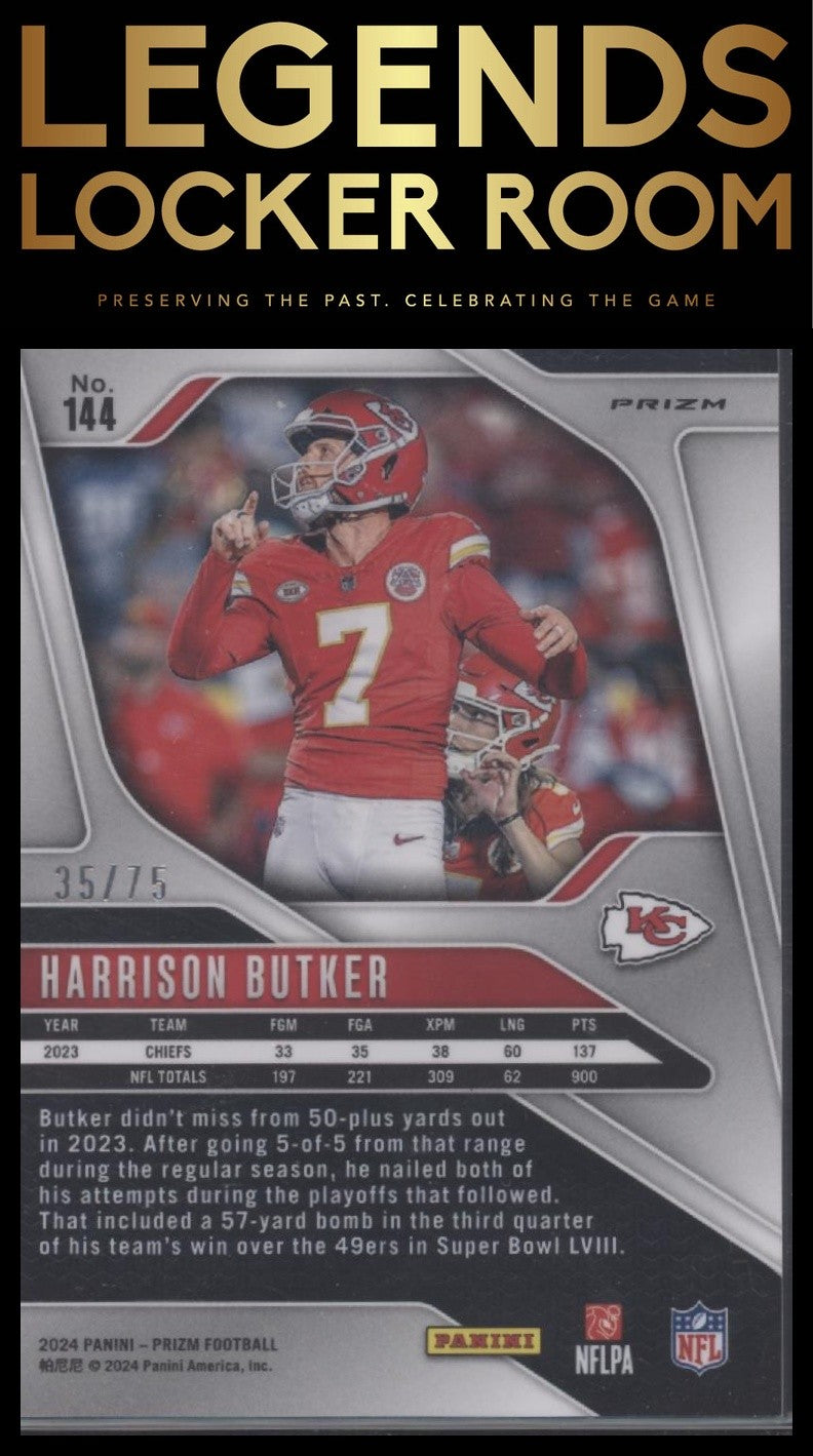 2024 Panini Prizm #144 Harrison Butker Green Scope #/75