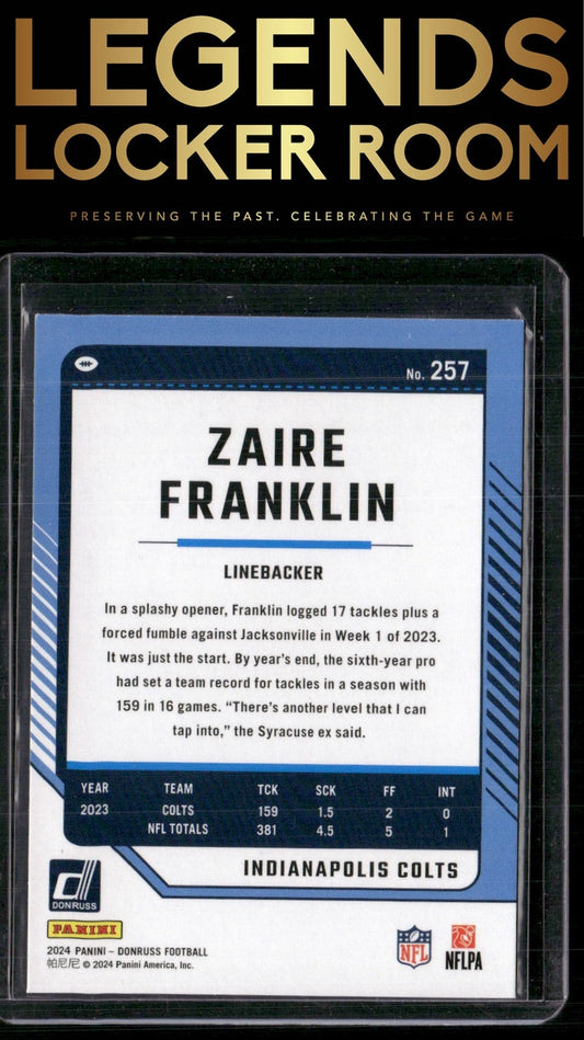 2024 Donruss #257 Zaire Franklin