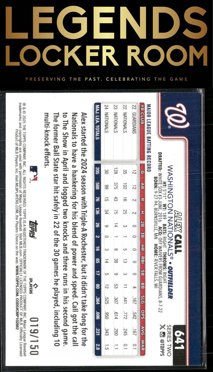 2025 Topps #641 Alex Call Blue Holo Foil #/150