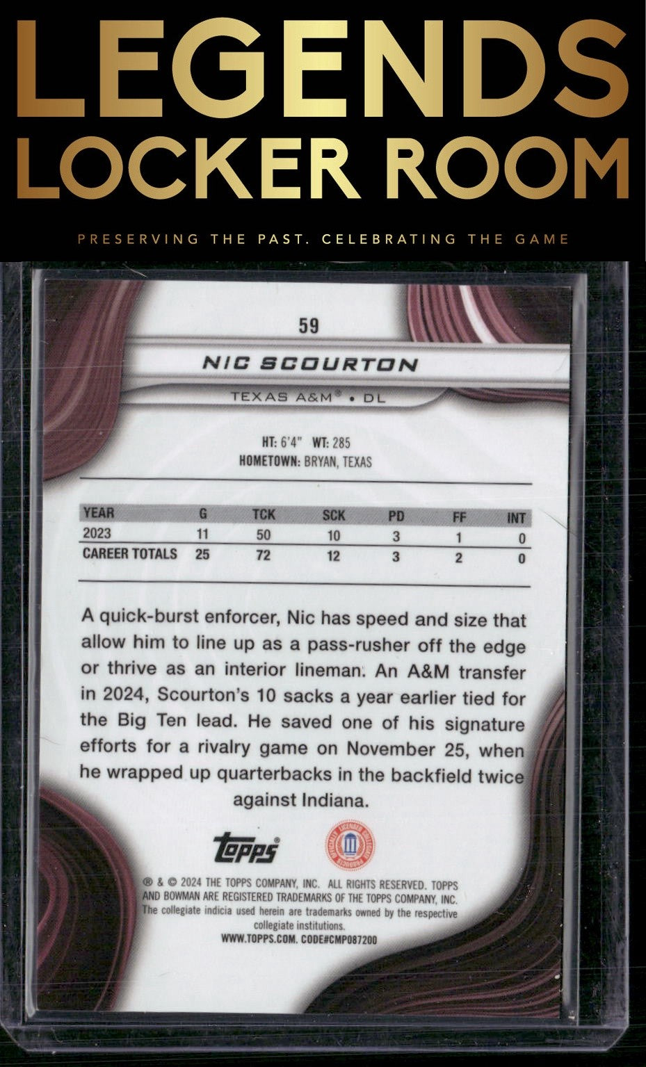 2024 Bowman University Best #59 Nic Scourton Lime Green Geometric Refractor #/35