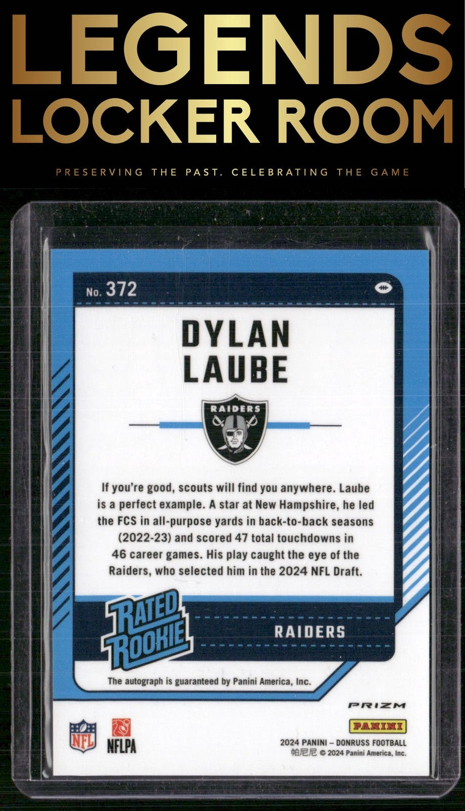 2024 Donruss #372 Dylan Laube Optic Rated Rookies Preview Autograph